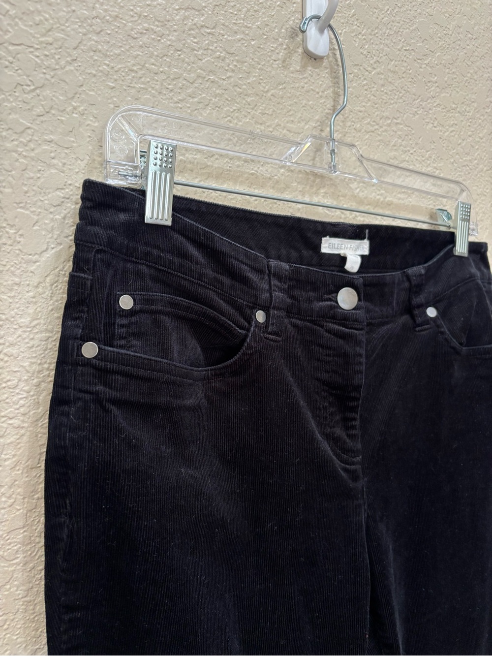 Eileen Fisher Organic Cotton Tencel Stretch Corduroy Pant Black Sz 10 Minimalist - Picture 2 of 9